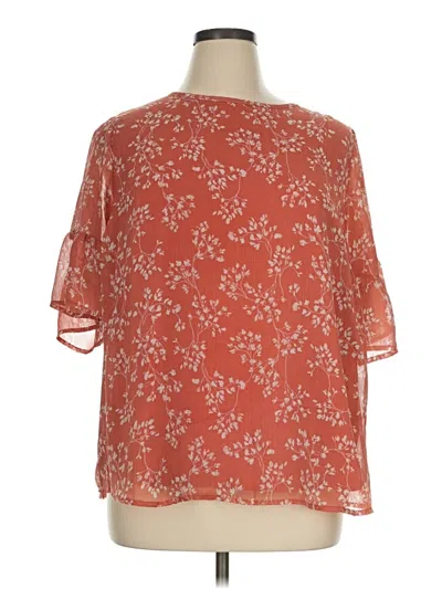 Pre-owned Ava & Viv Short Sleeve Blouse In Orange