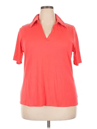 Pre-owned Ava & Viv Short Sleeve Blouse In Orange