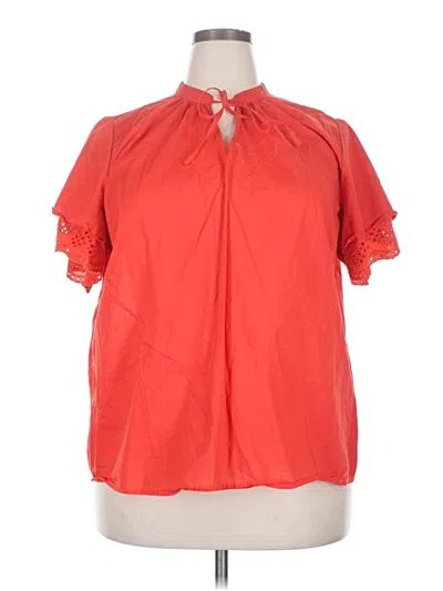 Pre-owned Ava & Viv Short Sleeve Blouse In Red