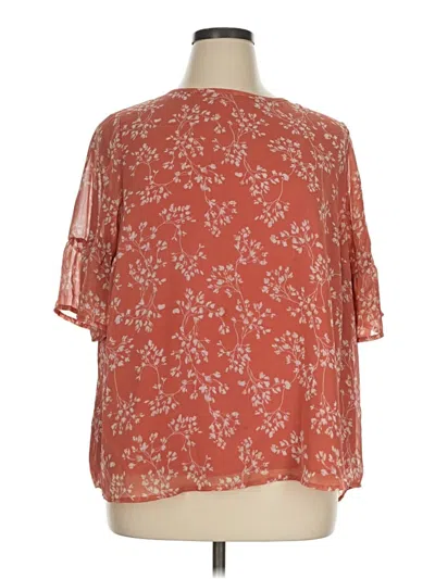 Pre-owned Ava & Viv Short Sleeve Blouse In Red
