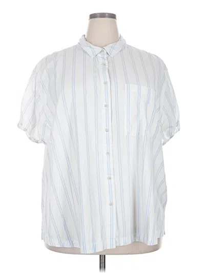 Pre-owned Ava & Viv Short Sleeve Button Down Shirt In Blue