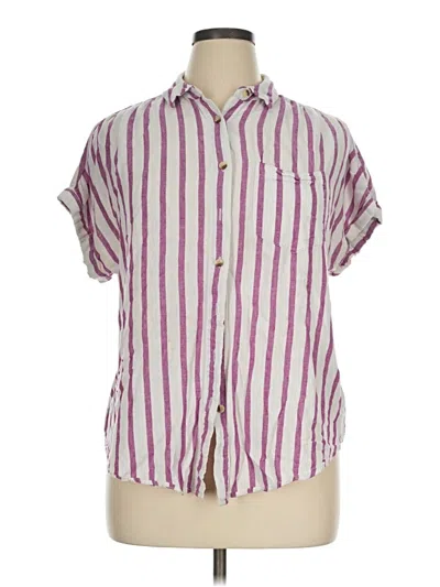Pre-owned Ava & Viv Short Sleeve Button Down Shirt In Pink