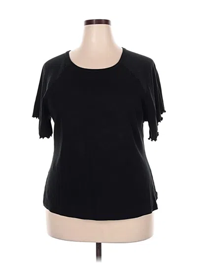 Pre-owned Ava & Viv Short Sleeve Top Black Cold Shoulder Neckline Tops