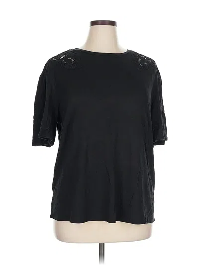Pre-owned Ava & Viv Short Sleeve Top Black Keyhole Neckline Tops