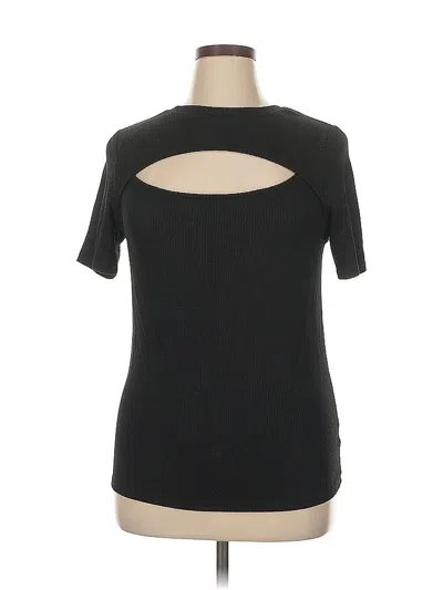 Pre-owned Ava & Viv Short Sleeve Top Black Keyhole Neckline Tops