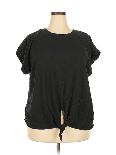 Pre-owned Ava & Viv Short Sleeve Top Black Keyhole Neckline Tops
