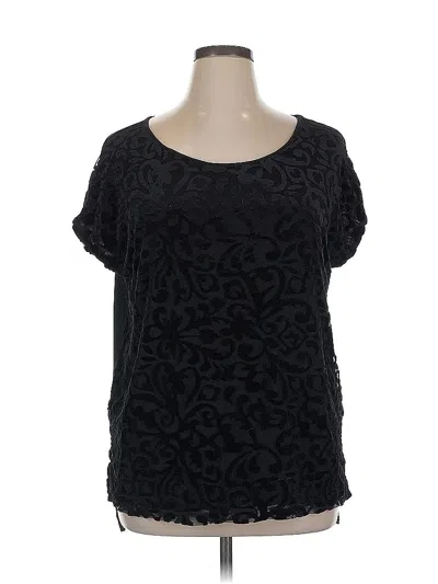 Pre-owned Ava & Viv Short Sleeve Top Black Scoop Neck Tops