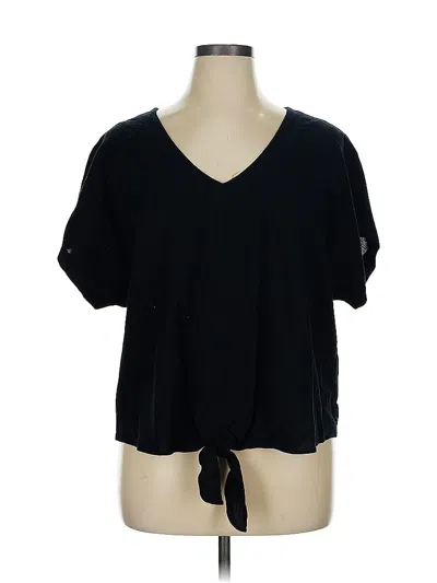 Pre-owned Ava & Viv Short Sleeve Top Black V Neck Tops