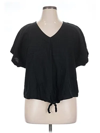 Pre-owned Ava & Viv Short Sleeve Top Black V-neck Tops