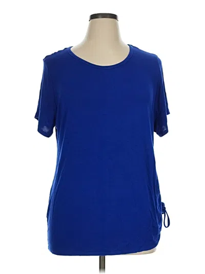 Pre-owned Ava & Viv Short Sleeve Top Blue Cold Shoulder Neckline Tops
