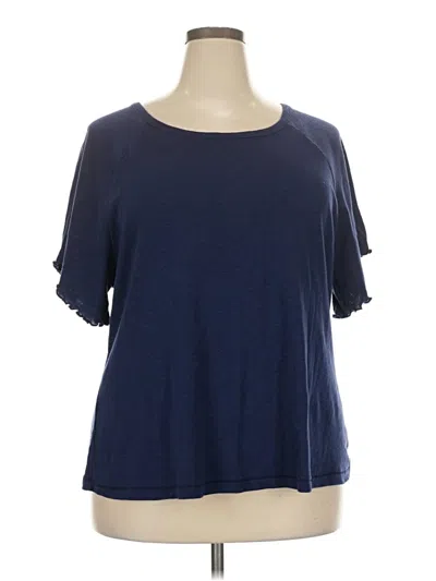 Pre-owned Ava & Viv Short Sleeve Top Blue Cold Shoulder Neckline Tops