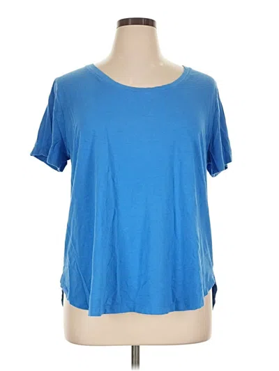 Pre-owned Ava & Viv Short Sleeve Top Blue Scoop Neck Tops
