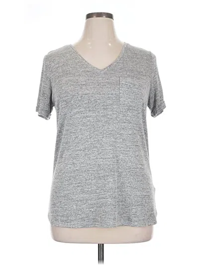 Pre-owned Ava & Viv Short Sleeve Top Gray V Neck Tops