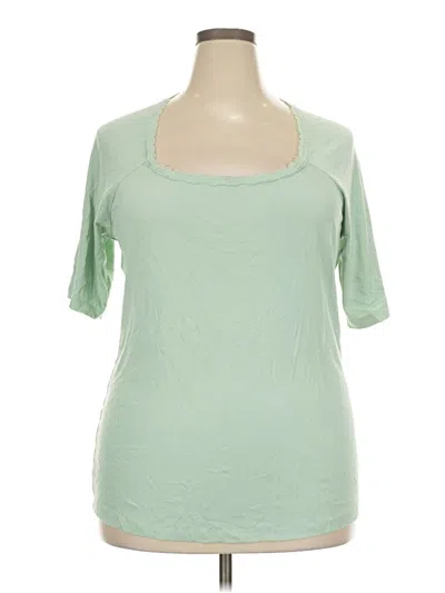 Pre-owned Ava & Viv Short Sleeve Top Green Scoop Neck Tops