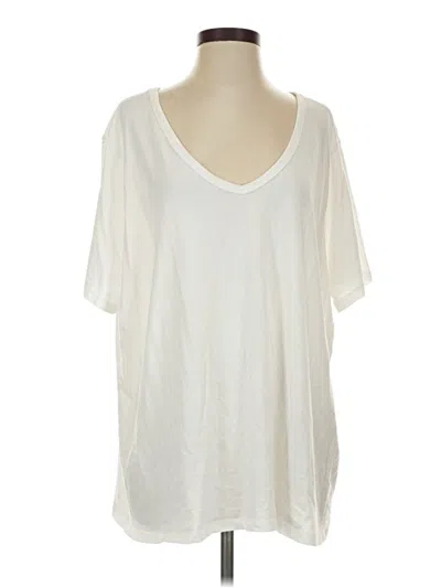 Pre-owned Ava & Viv Short Sleeve Top Ivory Scoop Neck Tops