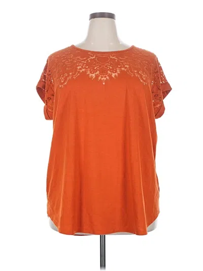 Pre-owned Ava & Viv Short Sleeve Top Orange Crew Neck Tops