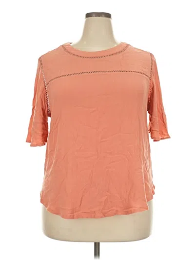 Pre-owned Ava & Viv Short Sleeve Top Orange Keyhole Neckline Tops
