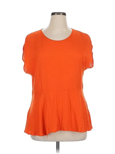 Pre-owned Ava & Viv Short Sleeve Top Orange Scoop Neck Tops