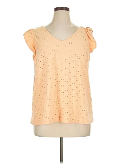 Pre-owned Ava & Viv Short Sleeve Top Orange Sweetheart Neckline Tops