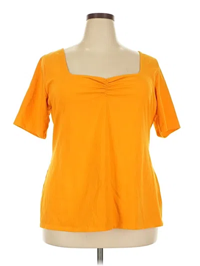 Pre-owned Ava & Viv Short Sleeve Top Orange Sweetheart Neckline Tops