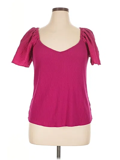 Pre-owned Ava & Viv Short Sleeve Top Pink Sweetheart Neckline Tops