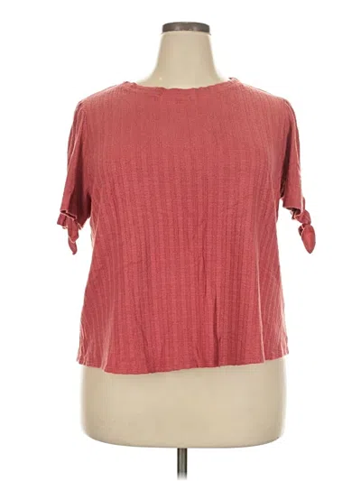 Pre-owned Ava & Viv Short Sleeve Top Red Boatneck Tops