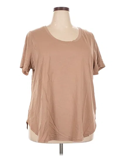 Pre-owned Ava & Viv Short Sleeve Top Tan Scoop Neck Tops