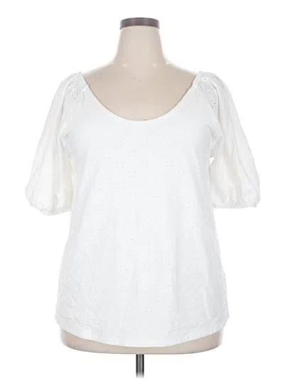 Pre-owned Ava & Viv Short Sleeve Top White Sweetheart Neckline Tops
