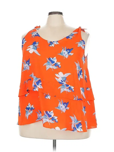 Pre-owned Ava & Viv Sleeveless Blouse In Orange