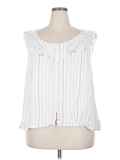 Pre-owned Ava & Viv Sleeveless Blouse In White
