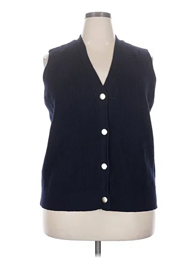 Pre-owned Ava & Viv Sleeveless Button Down Shirt In Blue