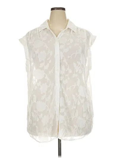 Pre-owned Ava & Viv Sleeveless Button Down Shirt In Ivory