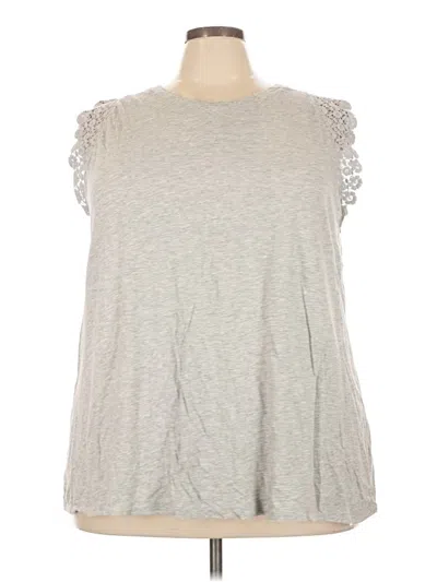 Pre-owned Ava & Viv Sleeveless Top Gray Mock Neckline Tops