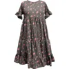 Ava & Yelly Ava And Yelly Brushed Thermal Floral Print Dress In Grey