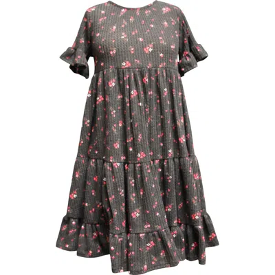 Ava & Yelly Kids'  Ava And Yelly Brushed Thermal Floral Print Dress In Grey