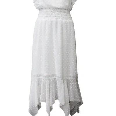 Ava & Yelly Clip Dot Hankey Maxi Dress In White