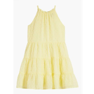 Ava & Yelly Clip Dot Tiered Party Dress In Yellow