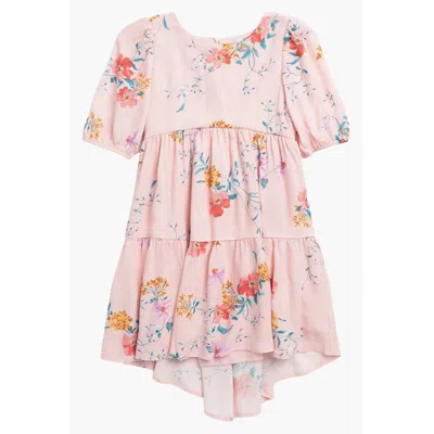 Ava & Yelly Floral Tiered Babydoll Dress In Multi