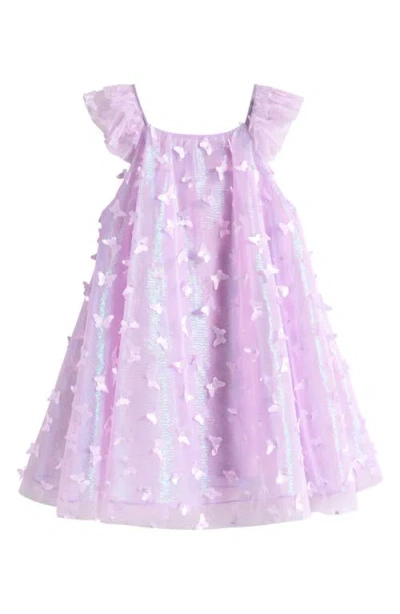 Ava & Yelly Kids' 3d Butterfly Irridescent Party Dress In Lilac