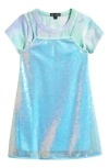 Ava & Yelly Kids' 3d Butterfly Sequin Dress & T-shirt Set In Blue