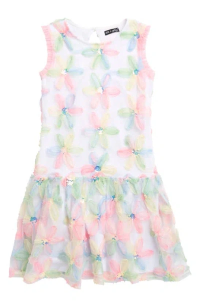 Ava & Yelly Kids' 3d Floral Dress In White/ Multi