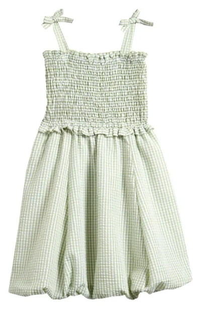 Ava & Yelly Kids' Bubble Hem Seersucker Sundress In Sage