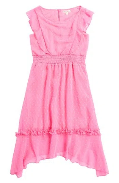 Ava & Yelly Kids' Clip Dot Dress In Fuchsia