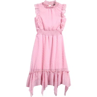Ava & Yelly Kids' Clip Dot Hankey Maxi Dress In Blush