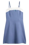 Ava & Yelly Kids' Contrast Trim Dress In Blue