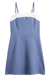 Ava & Yelly Kids' Contrast Trim Dress In Denim Blue