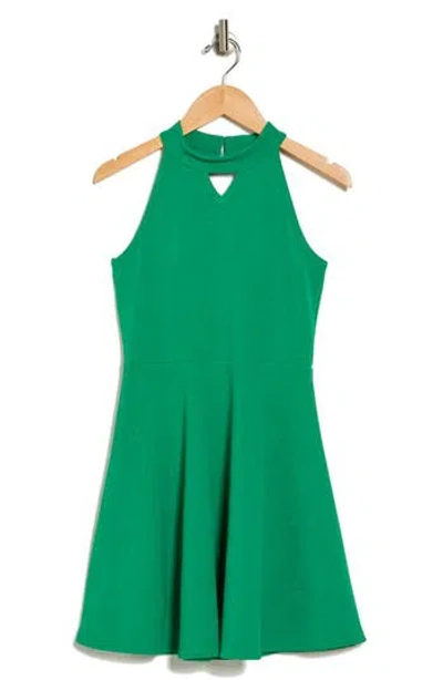 Ava & Yelly Kids' Crepe Cutout Fit & Flare Dress In Kelly Green