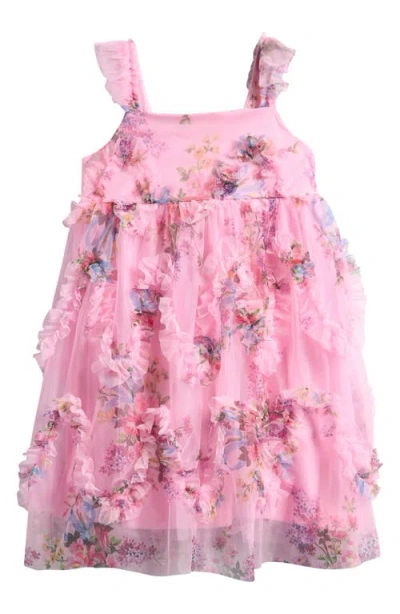 Ava & Yelly Kids' Cupcake Floral Ruffle Party Dress In Pink