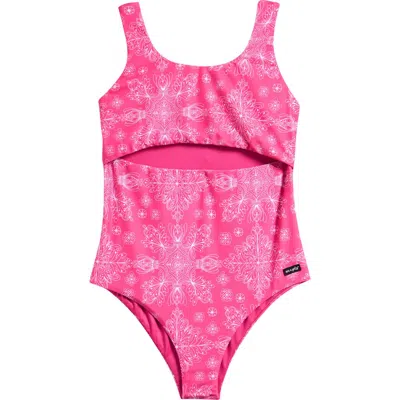 Ava & Yelly Kids' Cutout One-piece Swimsuit In Pink