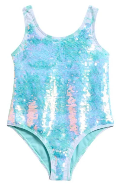 Ava & Yelly Kids' Embroidered One-piece Swimsuit In Blue